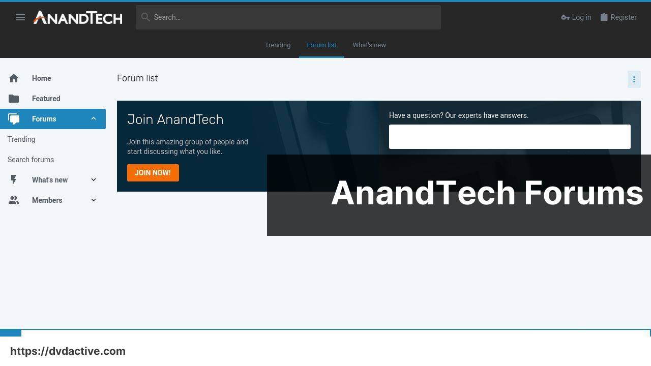 https://forums.anandtech.com/ screenshot