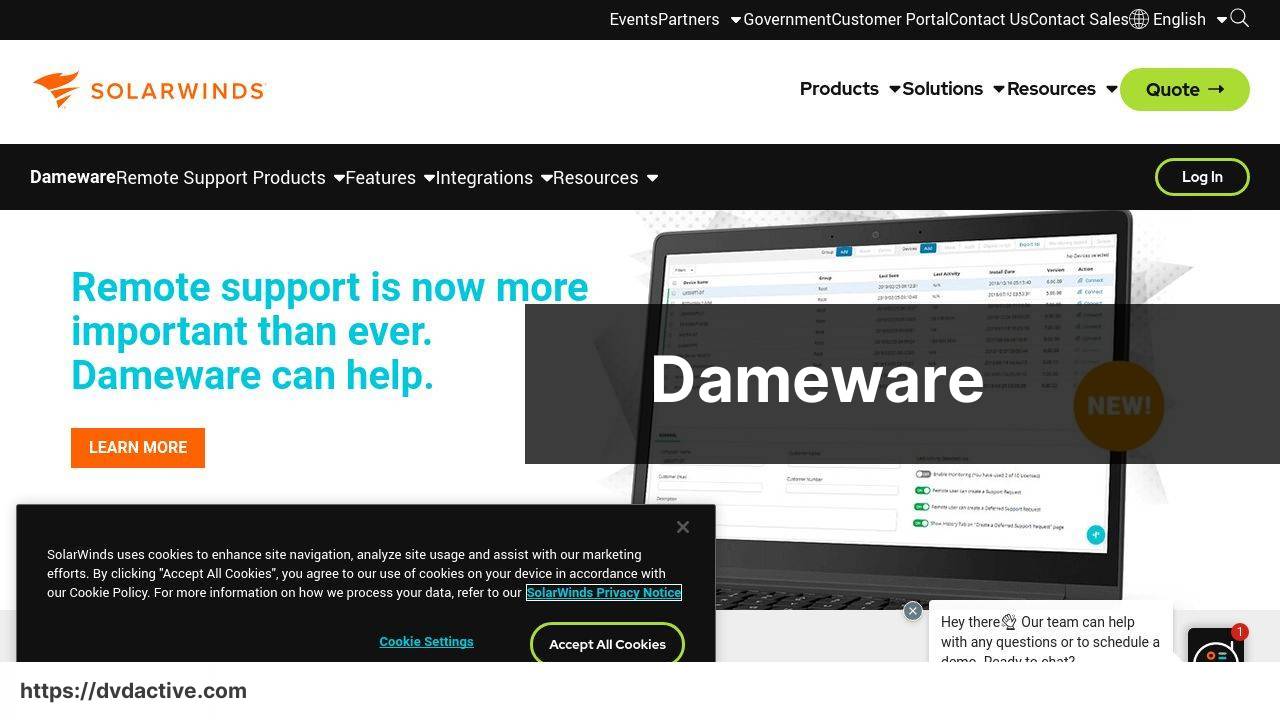 https://www.dameware.com/ screenshot