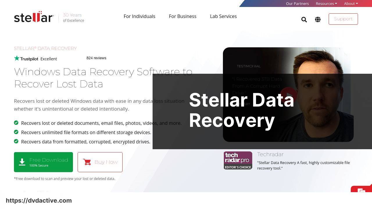 https://www.stellarinfo.com/windows-data-recovery.php screenshot