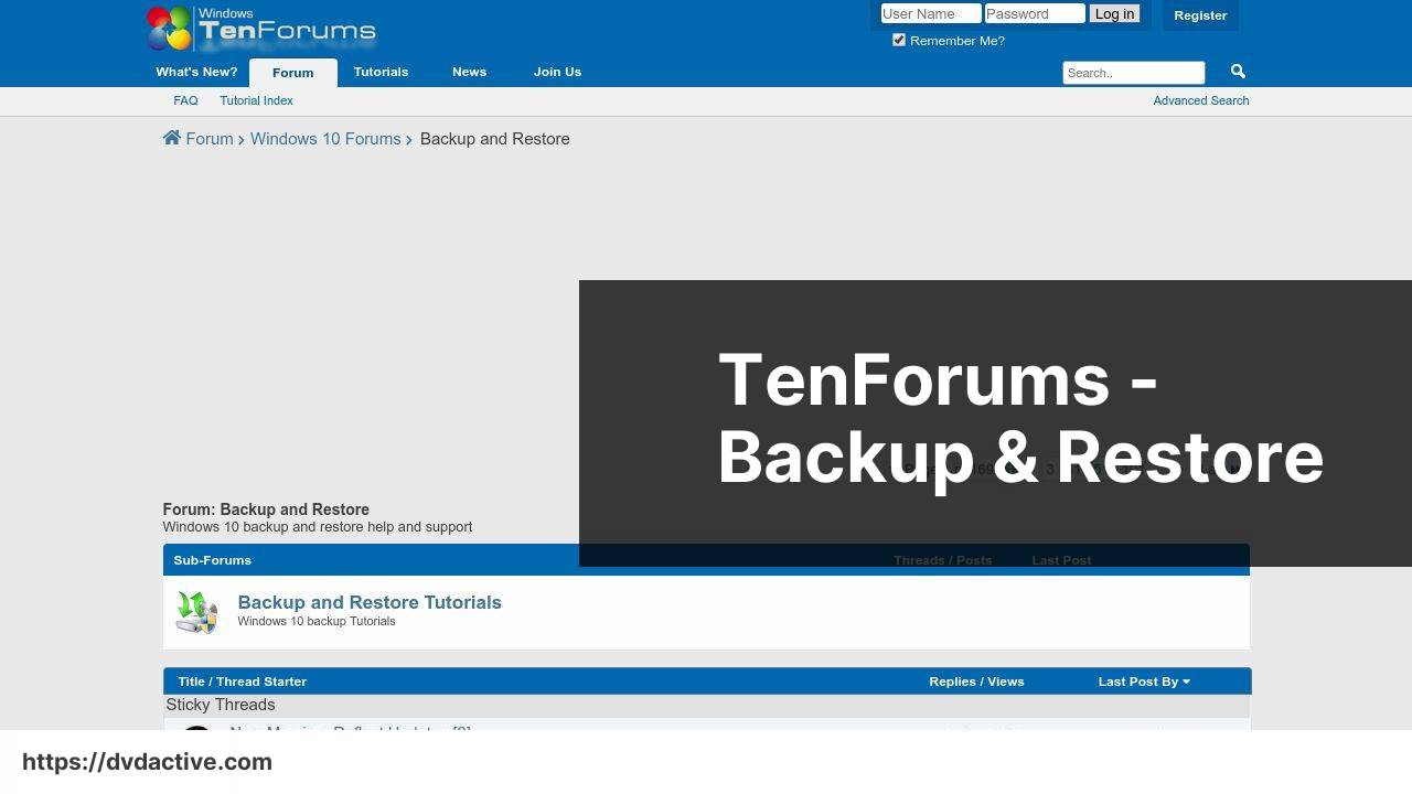 https://www.tenforums.com/backup-restore/ screenshot